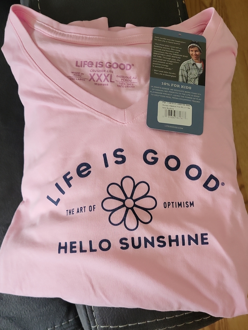 Life Is Good Pink V-Neck 'Hello Sunshine' Tee